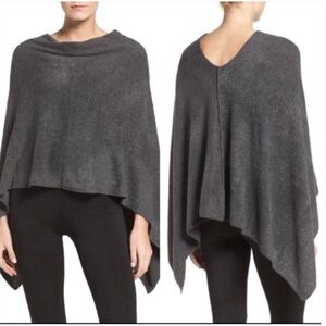 Barefoot Dreams CozyChic Lite Ruana Carbon Poncho Cape Shawl Sweater OS NWT
